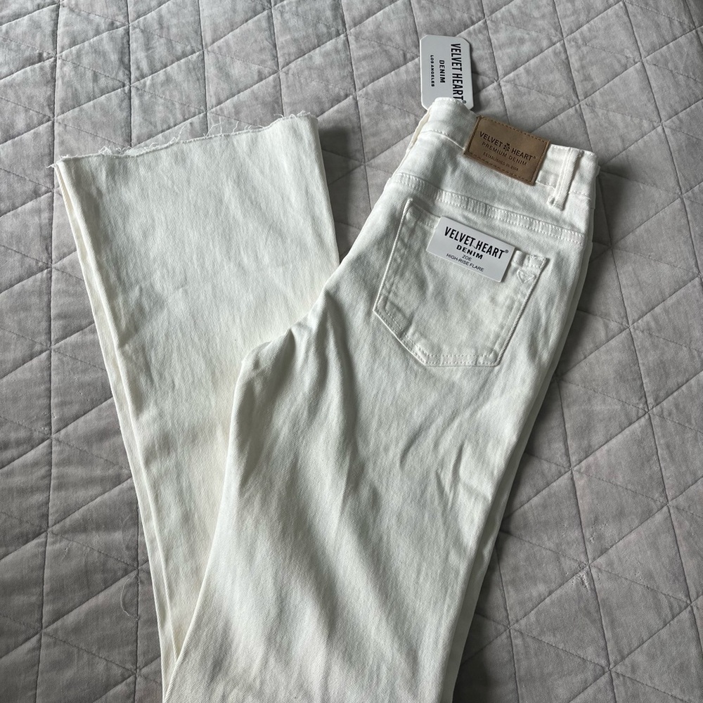 Velvet Heart Cream High-Rise Flare Jeans